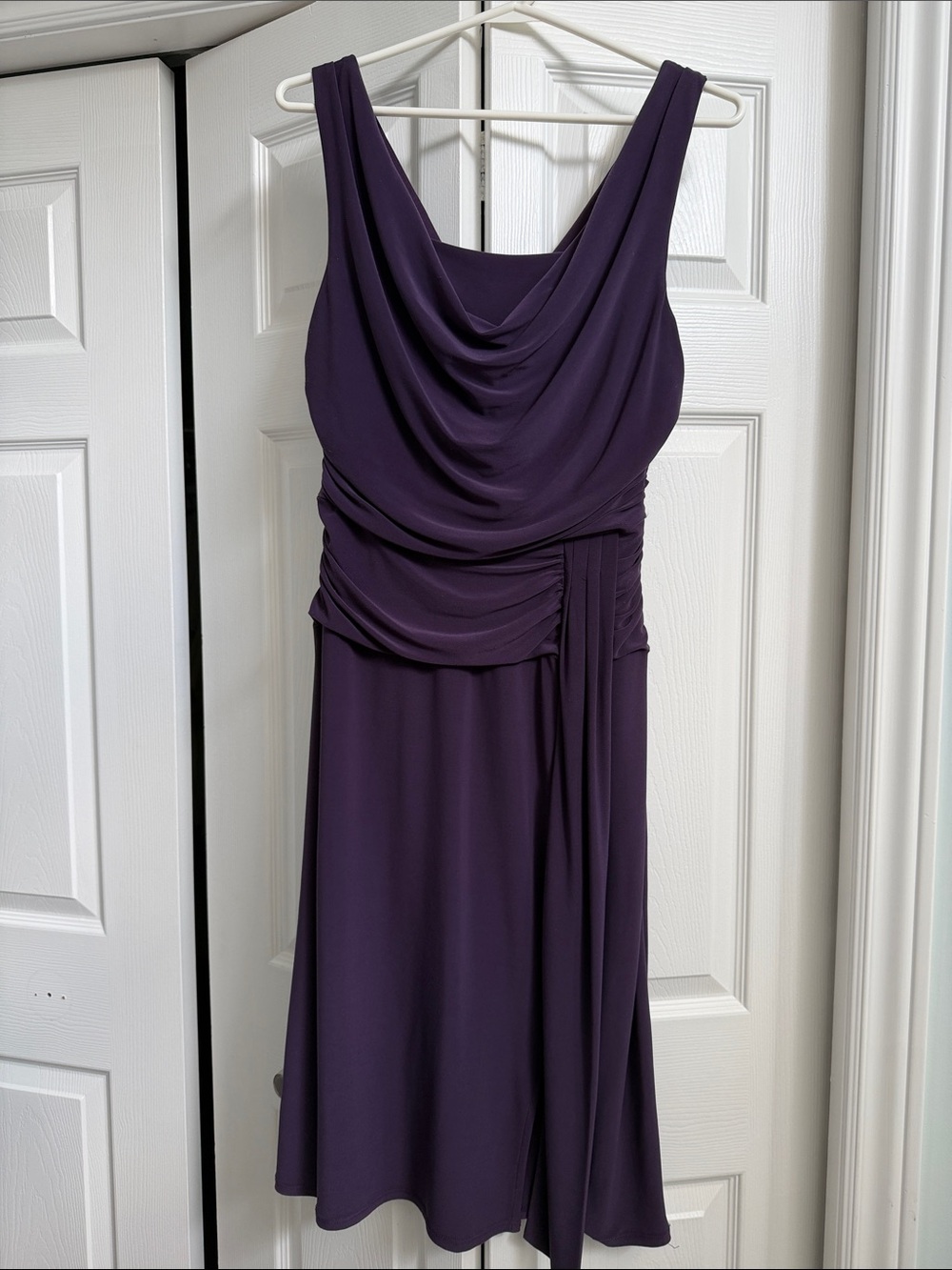 Frank Lyman Design Draped Midi Dress in Deep Purple